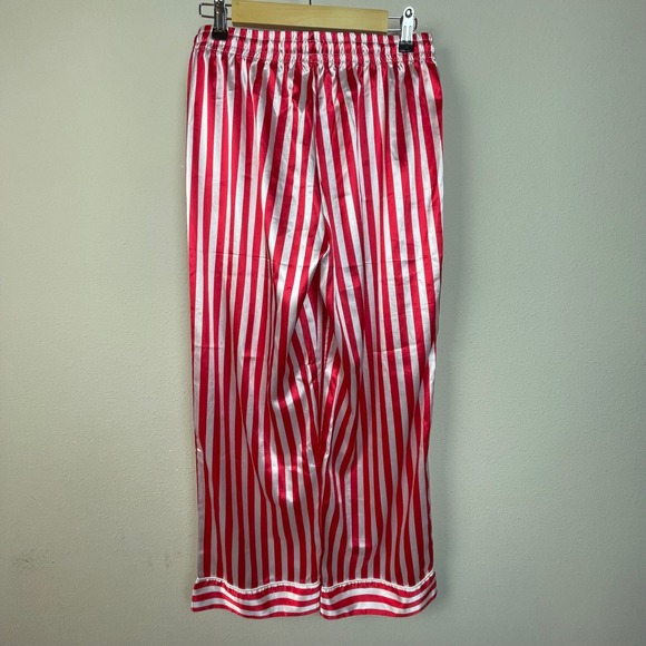 SHOW ME YOUR MUMU Peppermint Stripe Pajama Pants XS Red White Satin Lounge Sleep - Picture 5 of 14
